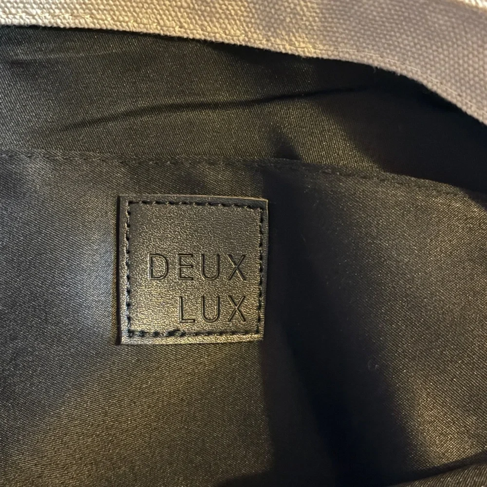 Deux Lux Vegan Leather & Canvas Colorblock Backpack Black Cream Minimalist